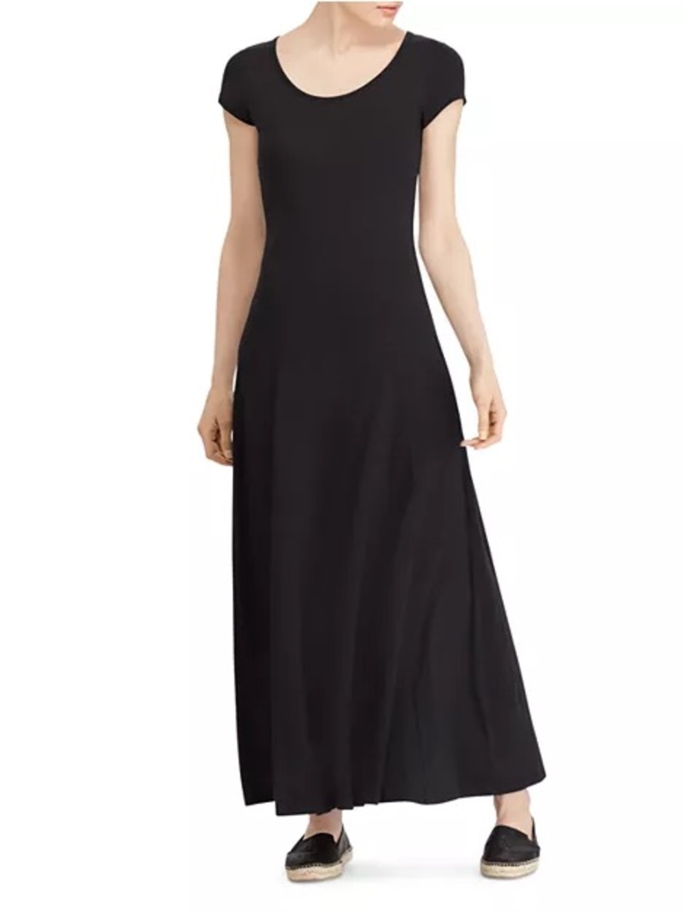 Lauren Ralph Lauren Black Short-Sleeve Maxi Dress
